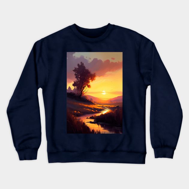 Golden Hour-Oli Paint Crewneck Sweatshirt by ABART BY ALEXST 